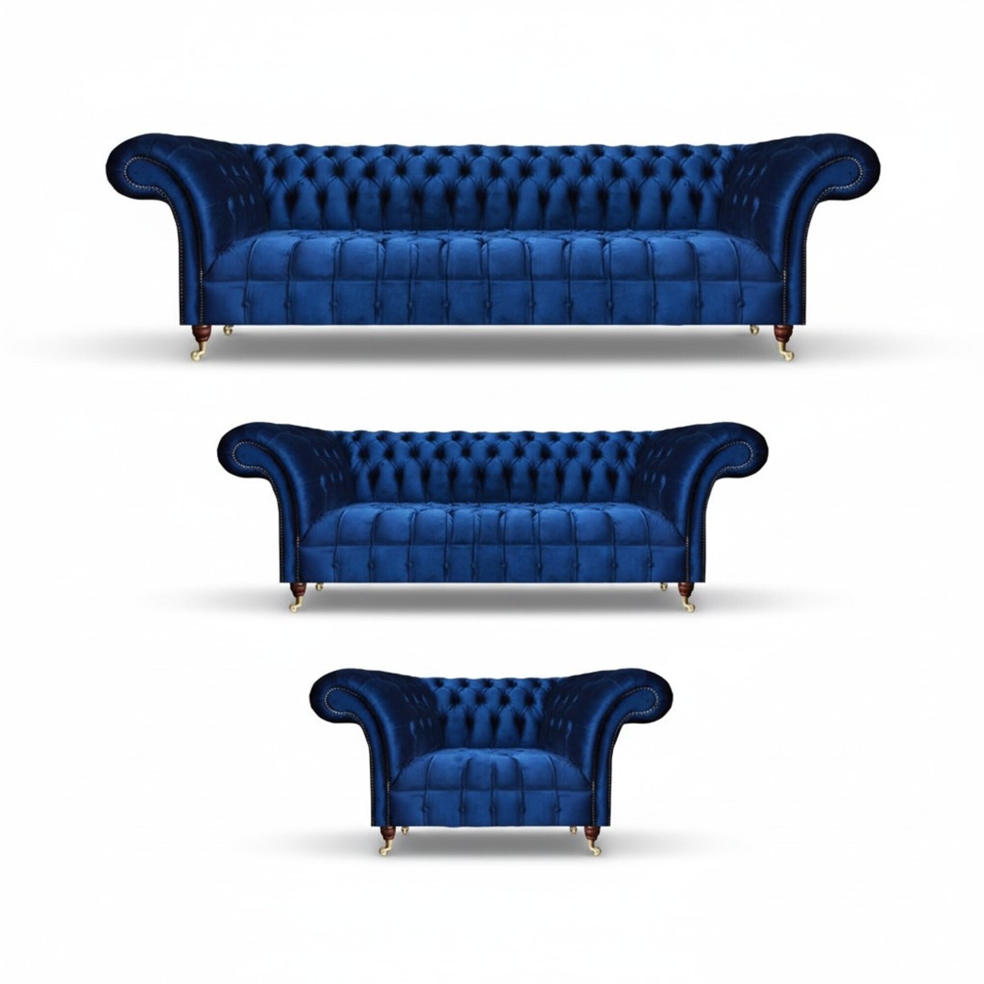 PolstermÃ¶bel Blau Sofa Komplett 3tlg 2x Sofas Einrichtung Sessel Chesterfield