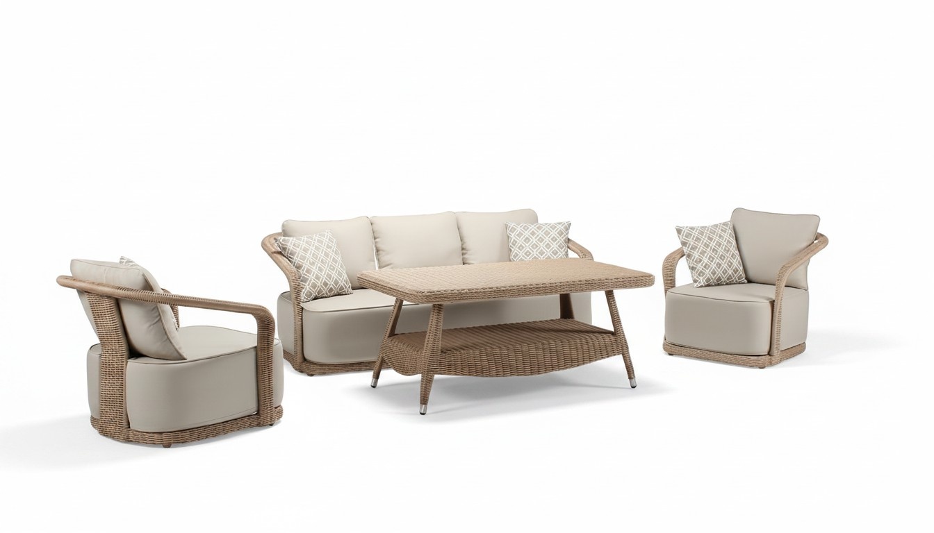RattanmÃ¶bel Outdoor BalkonmÃ¶bel GartenmÃ¶bel Sitzgarnitur TerrassenmÃ¶bel 4tlg.