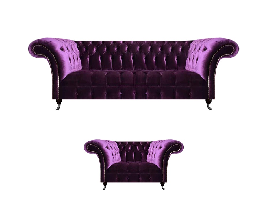 Schicke Chesterfield Lila Polstercouch Wohnzimmer Sessel Luxus MÃ¶bel