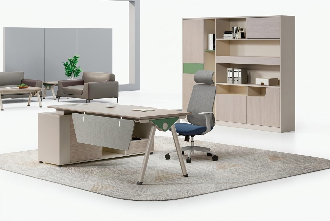 Schicker Beiger Ecktisch Designer BÃ¼rotisch Arbeitszimmer Holz MÃ¶bel