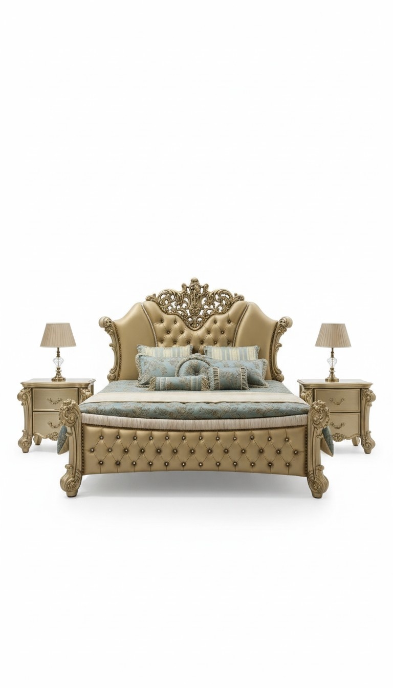 Schlafzimmer 3 tlg. Set Bett 2x Nachttisch Konsole Betten Doppel Luxus