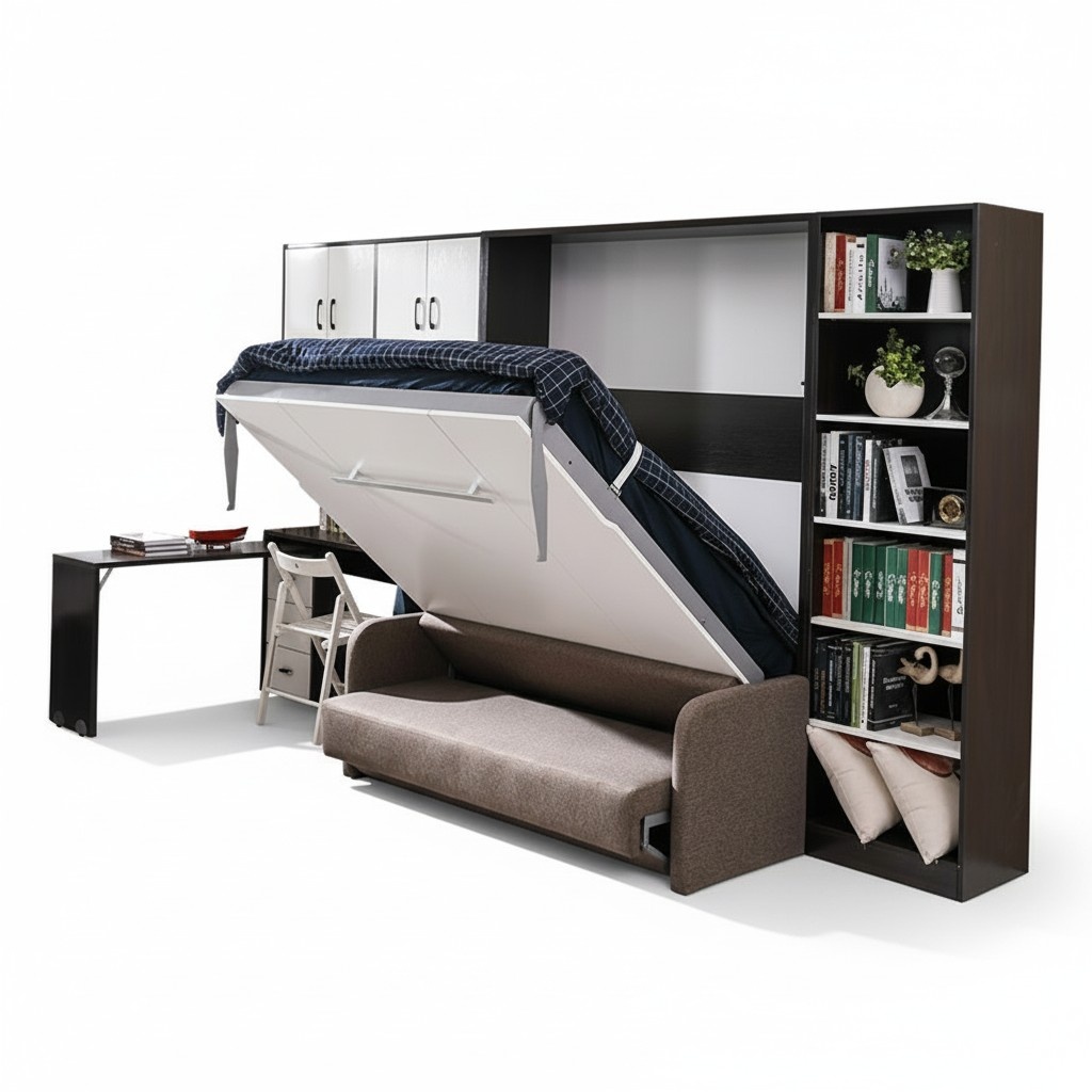 Schrank Bett mit Sofa Polster Wand SchrÃ¤nke Schlaf Bett klapp MÃ¶bel + Couch Neu