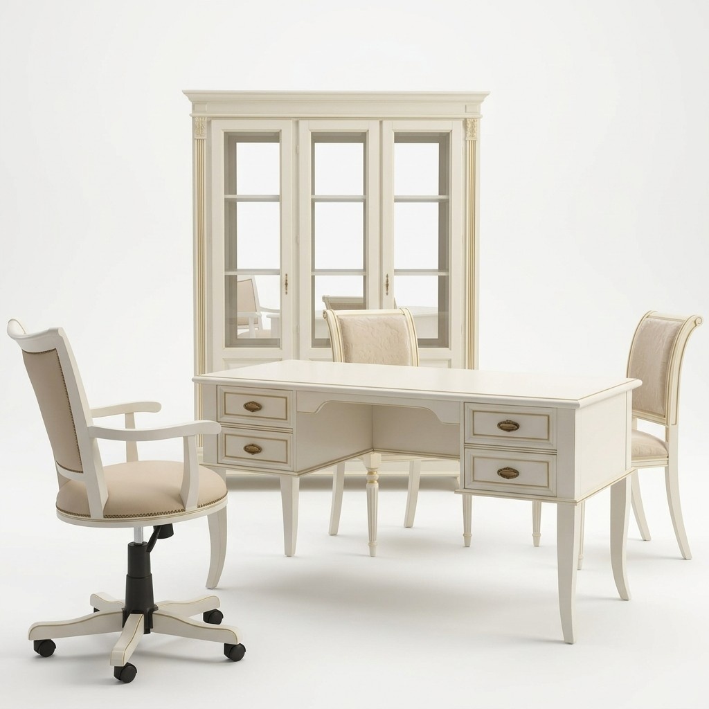 Schreibtisch Set 3tlg. BÃ¼ro Garnitur Massivholz tisch Chef Sessel Schrank Einrichtung Neu
