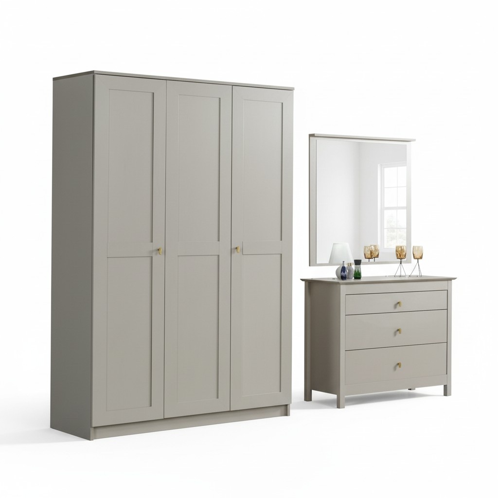 Shlafzimmer Set groÃer Kleiderschrank + stilvolle Kommode LuxuriÃ¶ses WeiÃ Holz