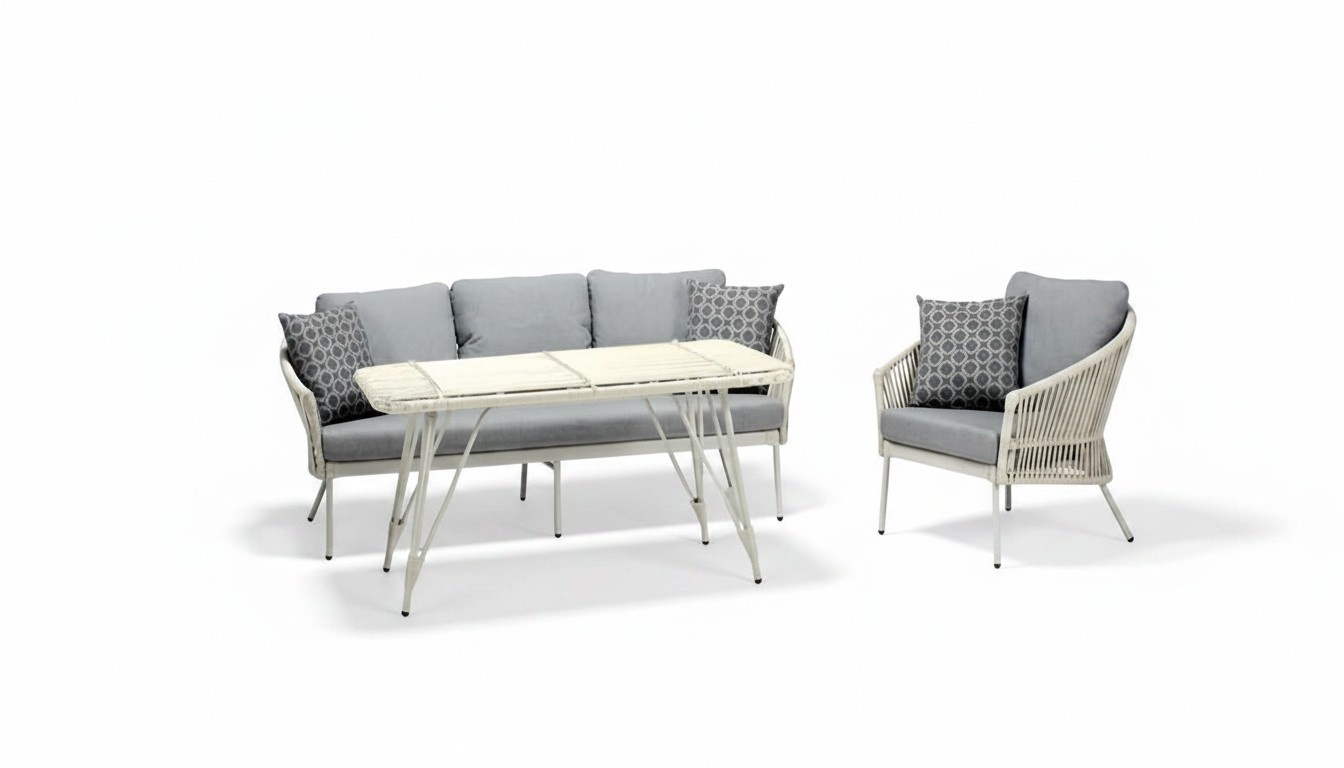 Sofa 3 Sitzer Grau Sessel Couchtisch SitzmÃ¶bel Hochwertig MÃ¶bel Garten Terrasse