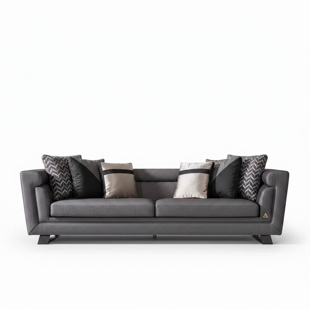 Sofa Couch Stoff Polster Couchen Wohnzimmer Design 4 Sitzer Grau Hochwertig