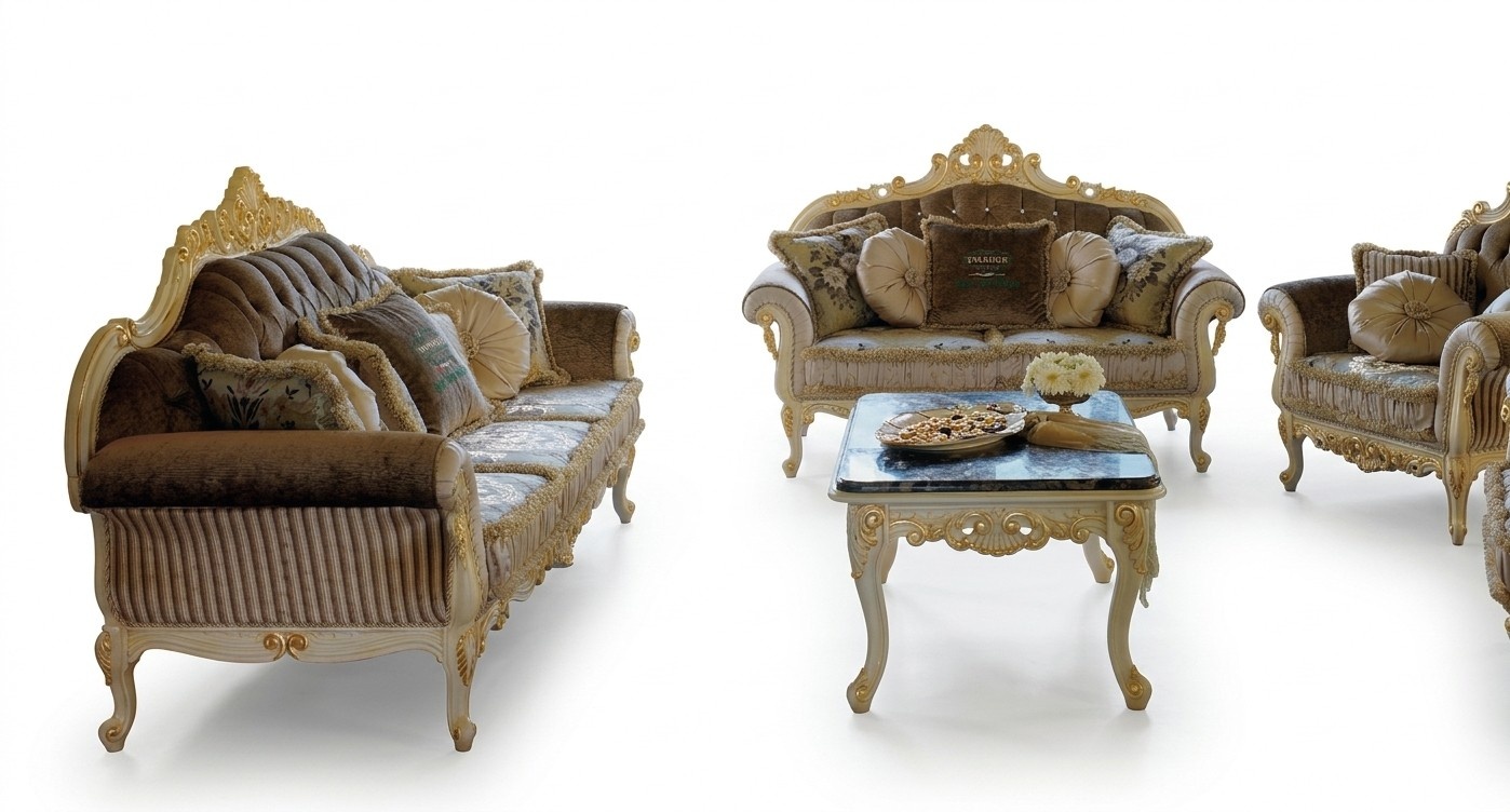 Sofagarnitur 3+2 Sitzer Wohnzimmer PolstermÃ¶bel Art dÃ©co Sofa Stoffsofa Sofas