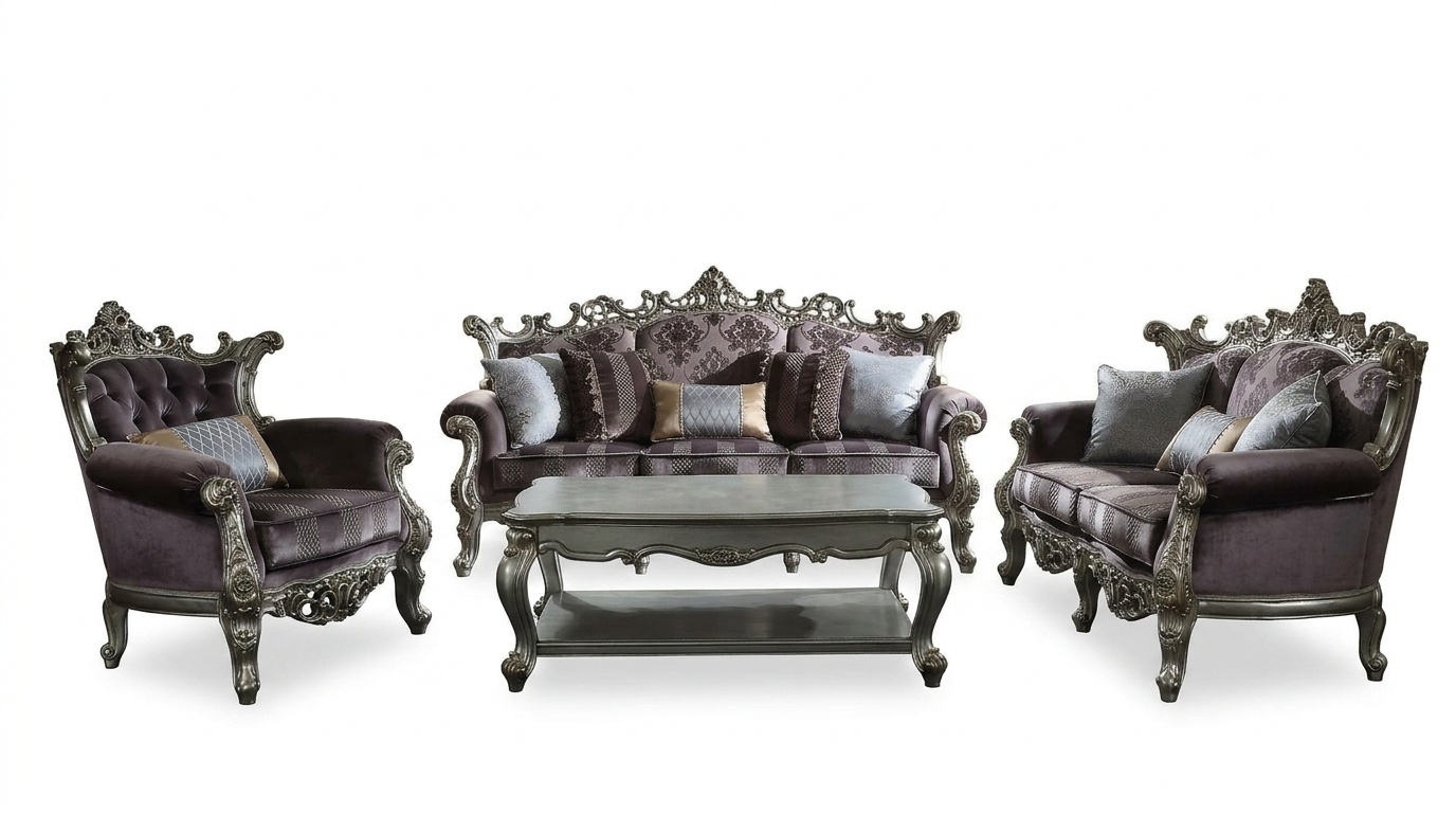 Sofagarnitur 4+1+1 Sitzer Couchtisch 4tlg. Set Design Sofa Couchen Barock