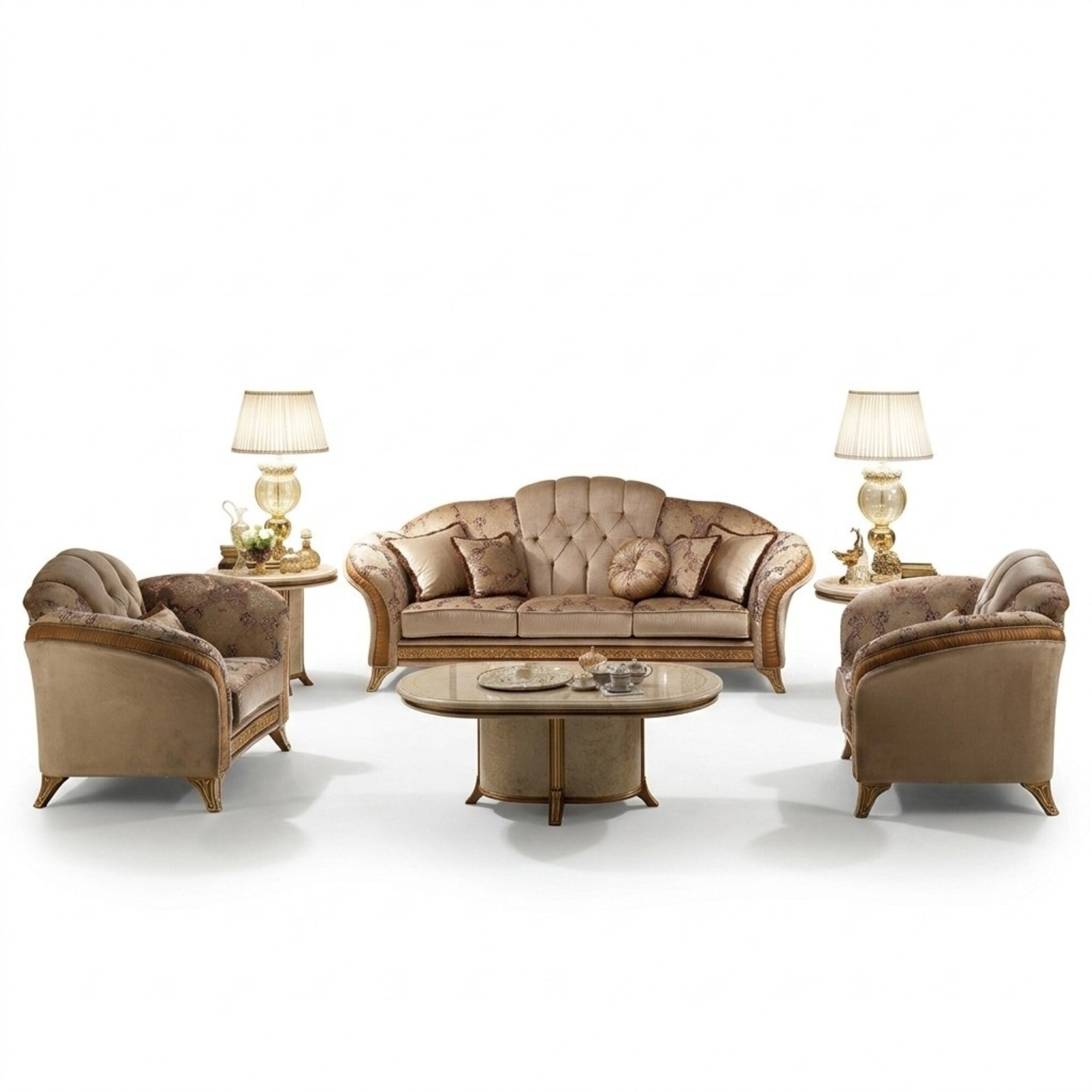 Sofagarnitur Sofa Couch 3 + 3 Wohnzimmer Designer MÃ¶bel Classisch Barock
