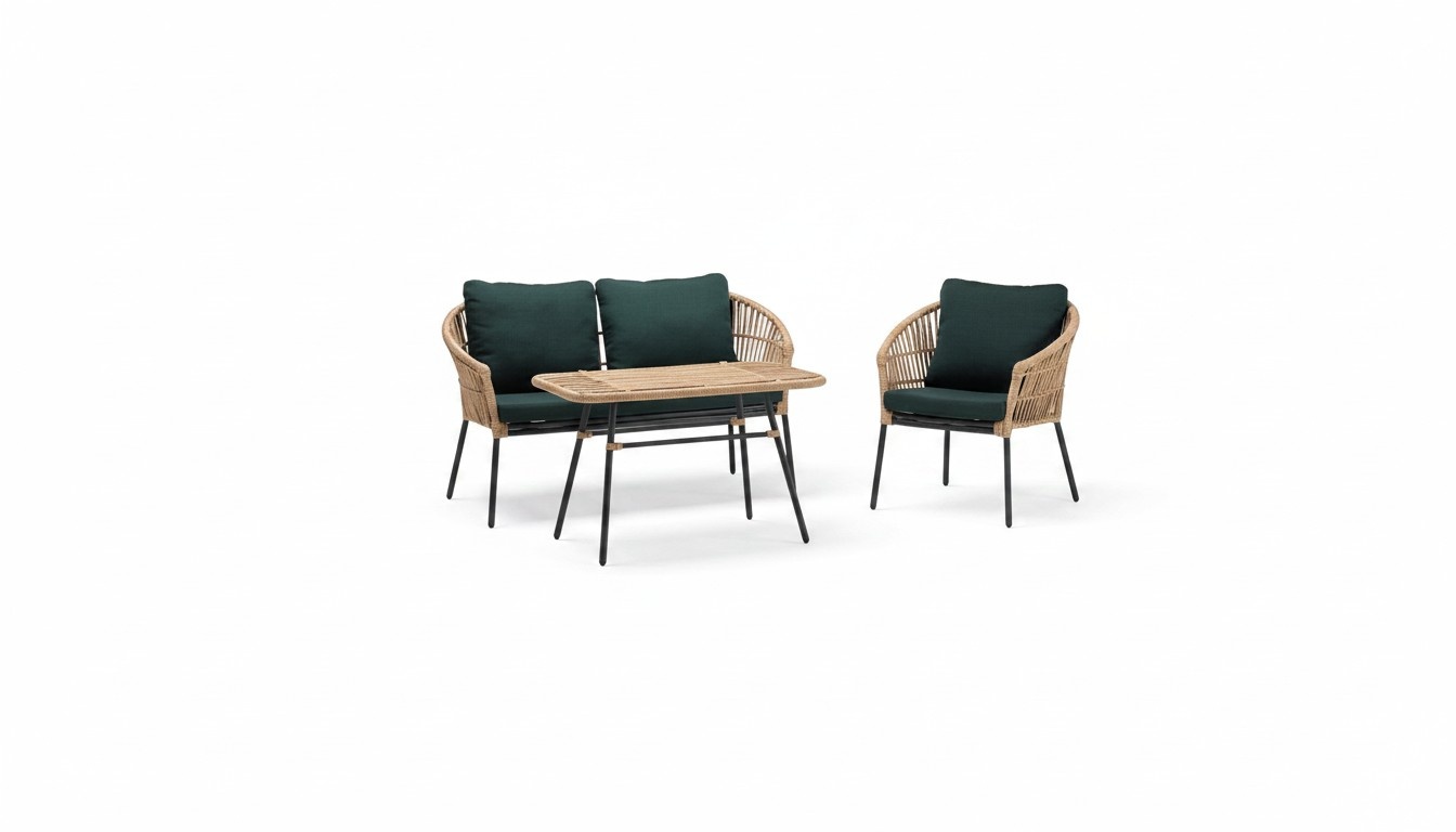 Sofas Couchtisch GrÃ¼n Sessel Rattan Luxus GartenmÃ¶bel Terrasse 2+1 Tisch
