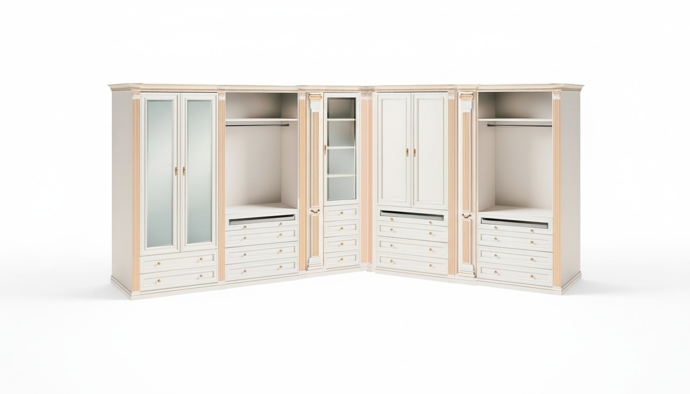 Stilvoller WeiÃer Eckschrank Massivholz Schlafzimmer Edel Kleiderschrank