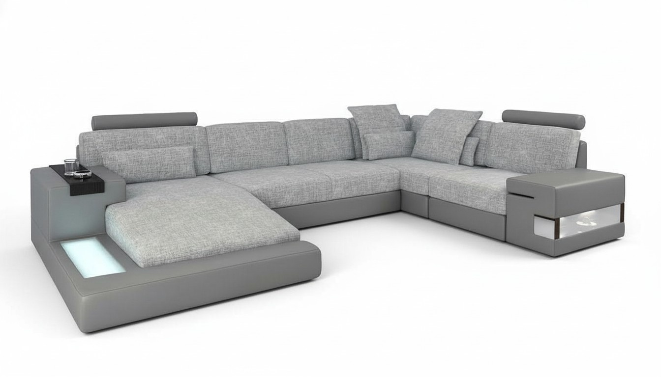 U-Form MÃ¶bel SofaBett Funktionen Polster Textil Moden Design Ecksofa Neu Sofa