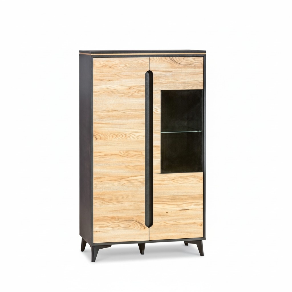 Vitrine Hochschrank Glas Schrank Vitrinen Regal Holz JVMÃ¶bel Wohnzimmer