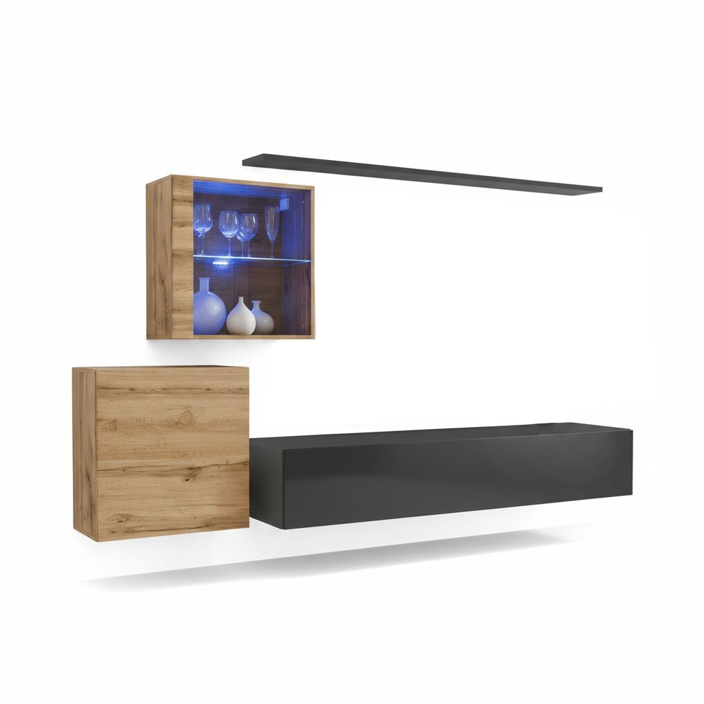 Wand Regal Komplett Set Designer WohnzimmermÃ¶bel Luxus MÃ¶bel Holz Einrichtung