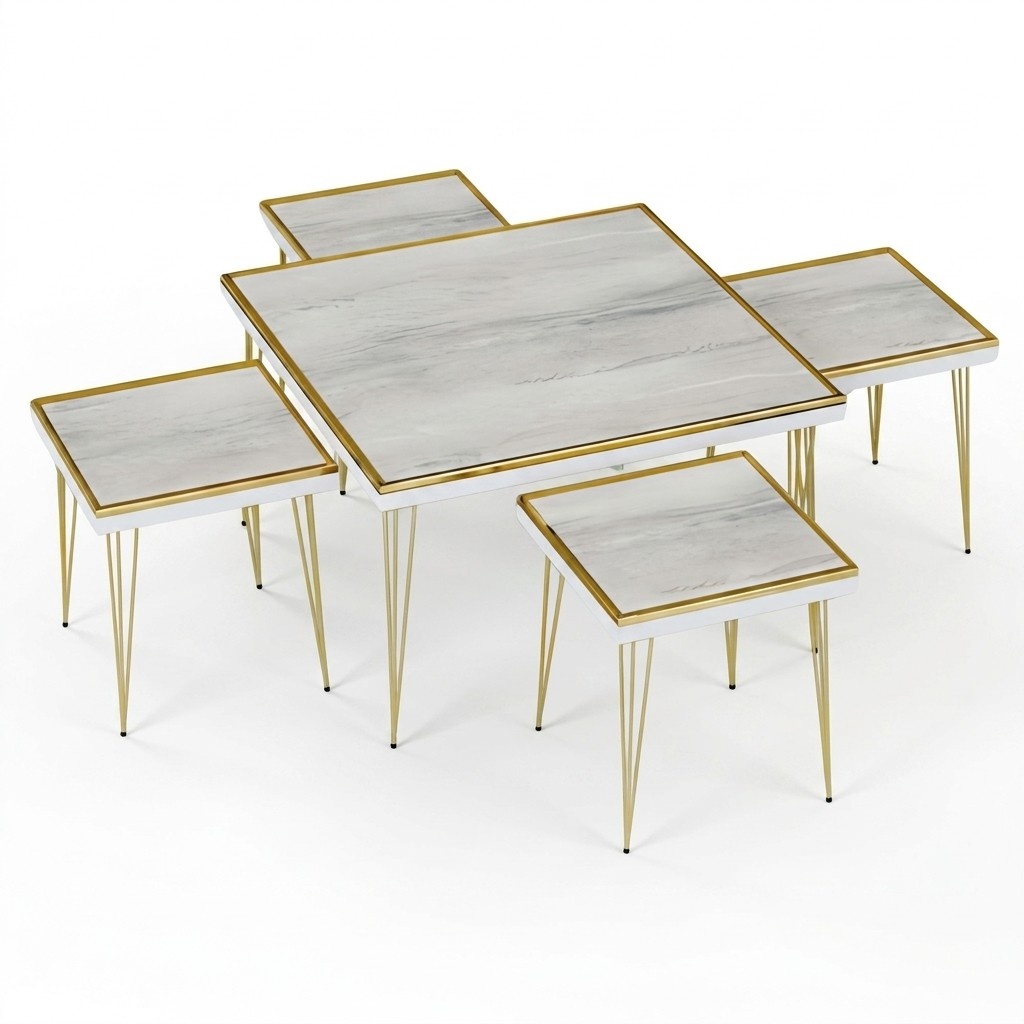 Wohnzimmer-Set Grau Modern MDF Edelstahl Elegantes Design