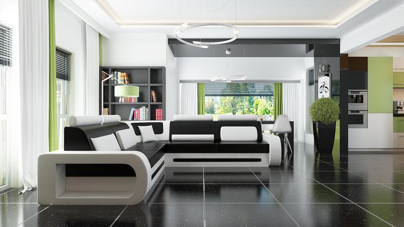 Ecksofa Ledersofa Schlafsofa Davos 2 mit Bettfunktion mÃ¶glich