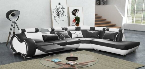 Ecksofa Solingen V Couch Garnitur Leder mit FuÃstÃ¼tze Sofa
