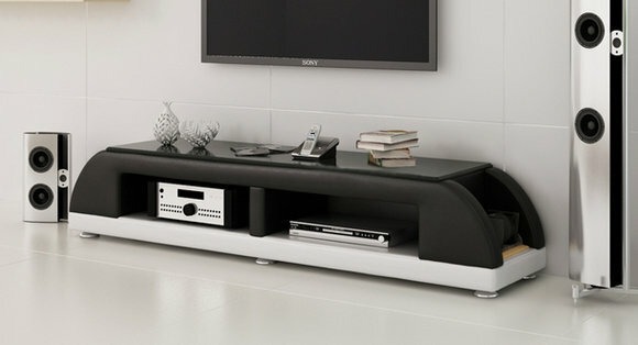 RTV TV SIDEBOARD LEDER GLAS TISCH FERNSEH SCHRANK TISCH DESIGNER NEU GLAS MODELL A