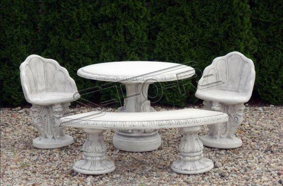 Stein Bank Runde BÃ¤nke Garten Terrasen MÃ¶bel 135cm Statue