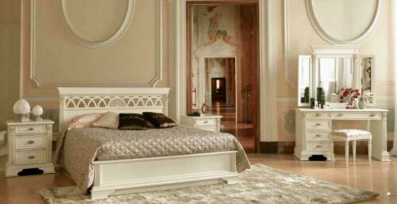 Klassisches Bett 2 Nachttische Schlafzimmer Set 3 tlg. Italienische MÃ¶bel Massivholz Barock