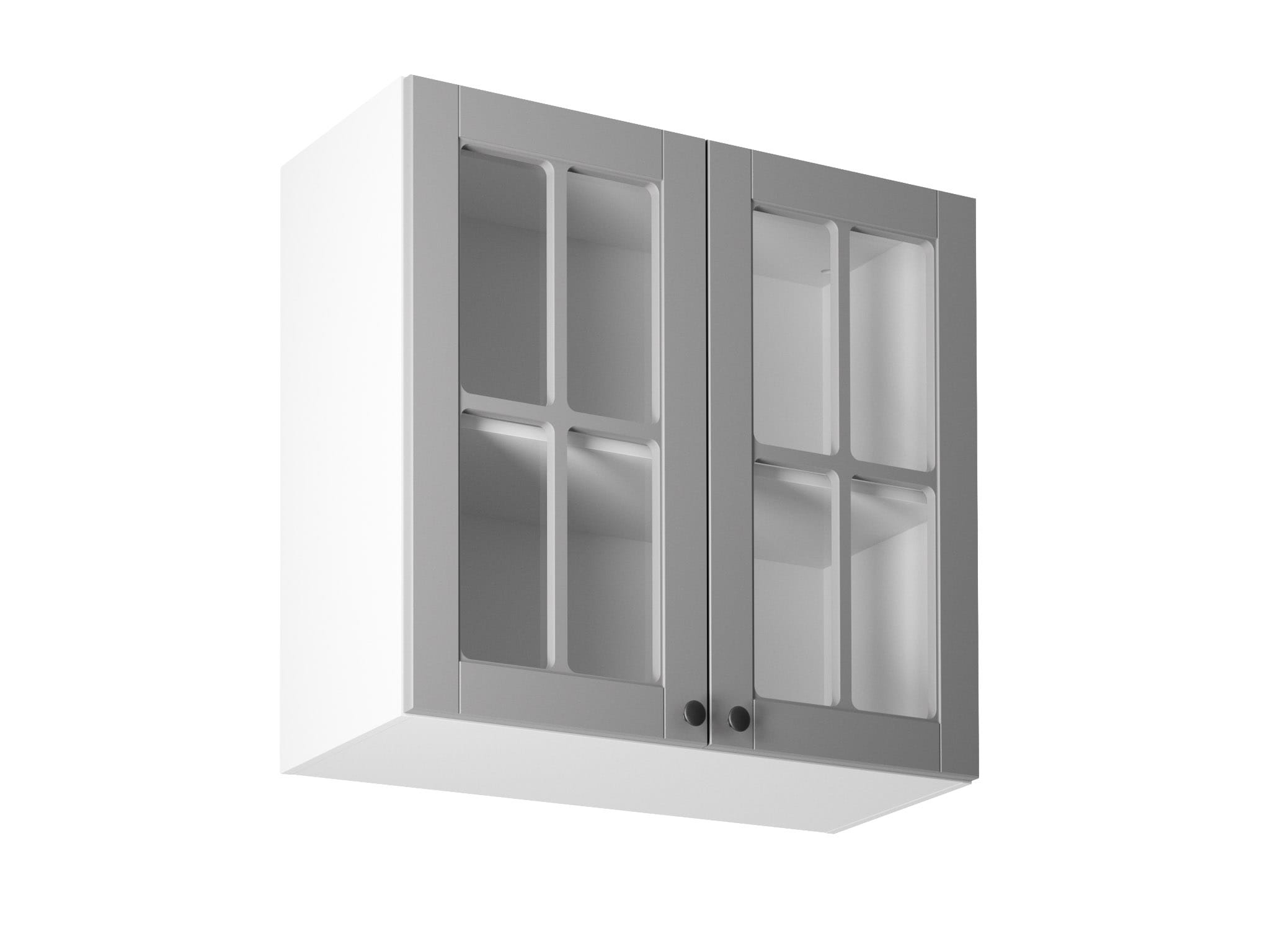 ZWEITÃRIGER KÃCHENHÃNGESCHRANK IN WEISS MIT GLASEINSÃTZEN G80S