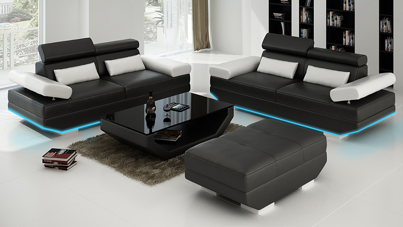 Ledersofa Sofa mit USB Wohnlandschaft 2+2 Garnitur Design Couch Sofa K5009E Neu