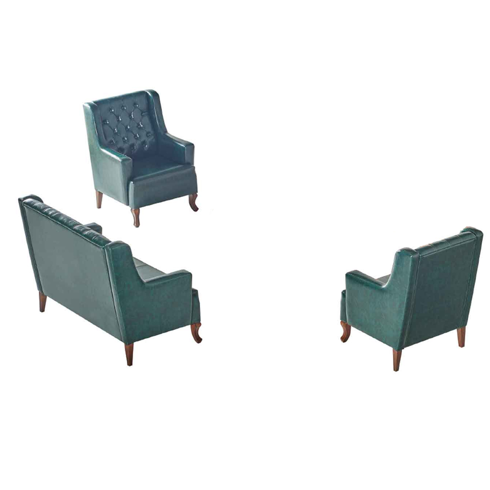 Sofa-Set Chesterfield SitzmÃ¶bel 3-Sitzer Leder Sessel GrÃ¼n KnÃ¶pfe Couch