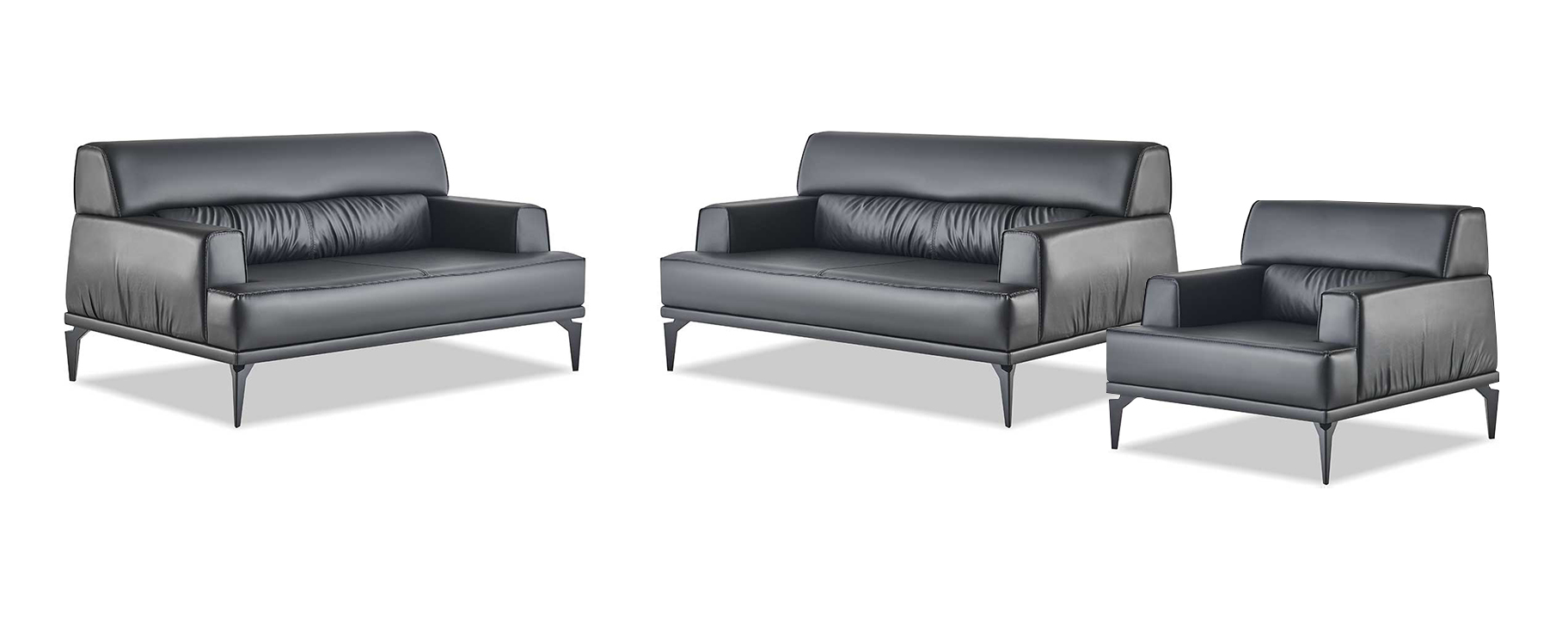 SitzmÃ¶bel Moderner Sofa-Set 2-Sitzer Sessel Schwarz Sofagarnituren Leder