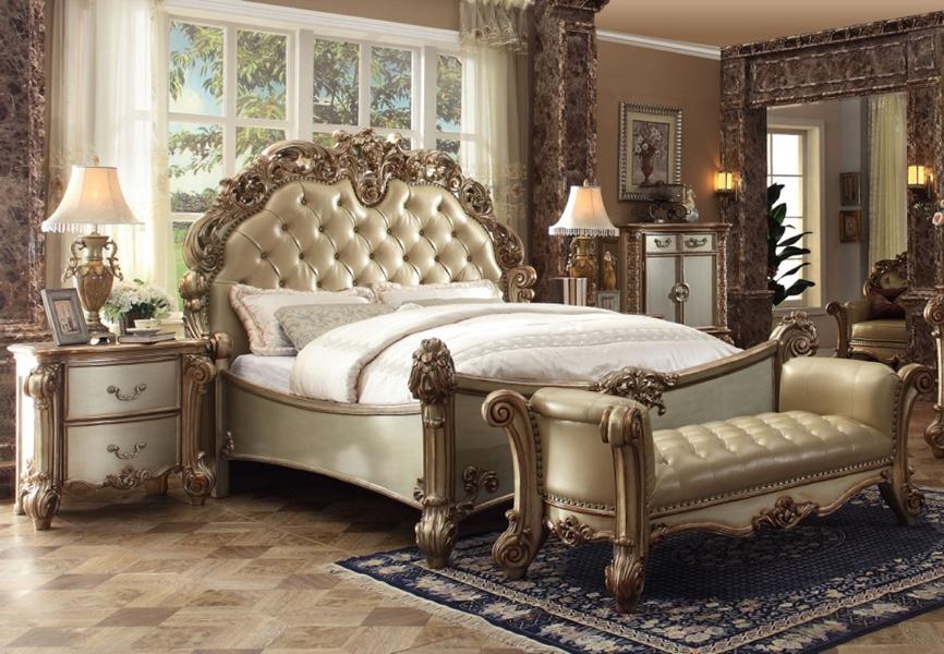 Luxus Klassisch Schlafzimmer Komplett Bett Nachttische Bank Barock MÃ¶bel