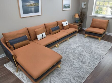 L-fÃ¶rmiges Ecksofa + Sessel Terrakotta/Grau weiche Sofas 2 StÃ¼ck Sofort