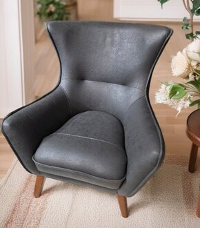 Sessel 1-Sitzer Sessel fÃ¼r das Wohnzimmer Einzelsessel aus grauem Kunstleder Sofort