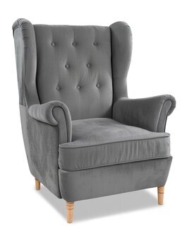 Lounge Ohren Sessel Grau Polster Club MÃ¶bel Fernseh Sofa Stuhl Samt Sofort