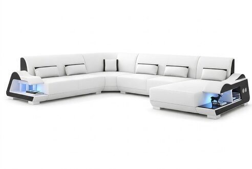 GroÃes Ledersofa in U-Form, Ecksofa fÃ¼r stilvolles Wohnen Sofort