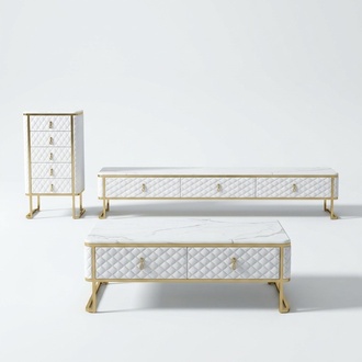 3tlg.WohnzimmermÃ¶bel Set Designer Wohnzimmer Sideboard+Couchtisch