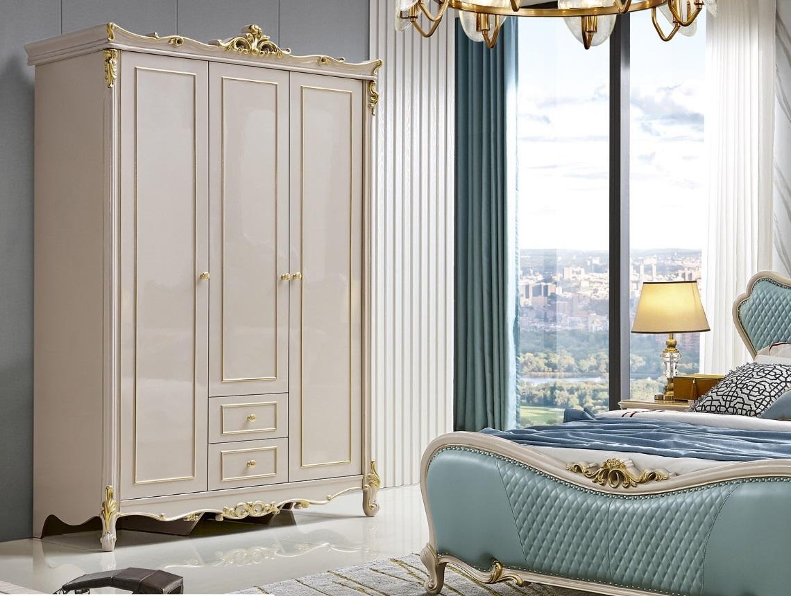 Schlafzimmer Kleiderschrank Holzschrank Klassischer Schrank Barock Antik Rokoko Stil KleiderschrÃ¤nke Neu