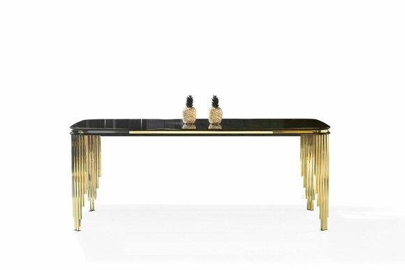 EsszimmermÃ¶bel Esstisch Edelstahltisch Goldene HolzmÃ¶bel Schwarz Modern