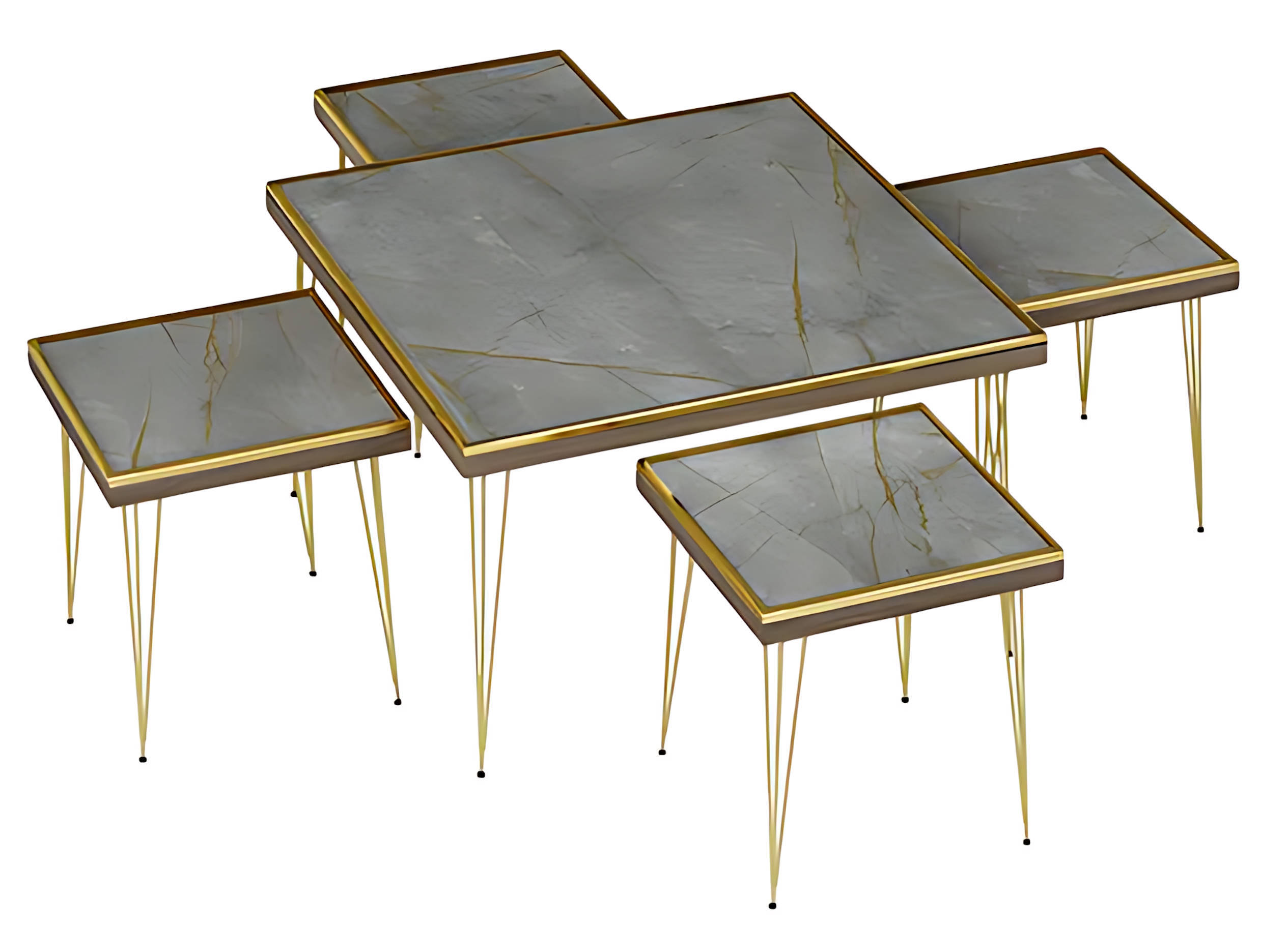 Wohnzimmer-Set Grau Modern MÃ¶belset aus MDF und Edelstahl