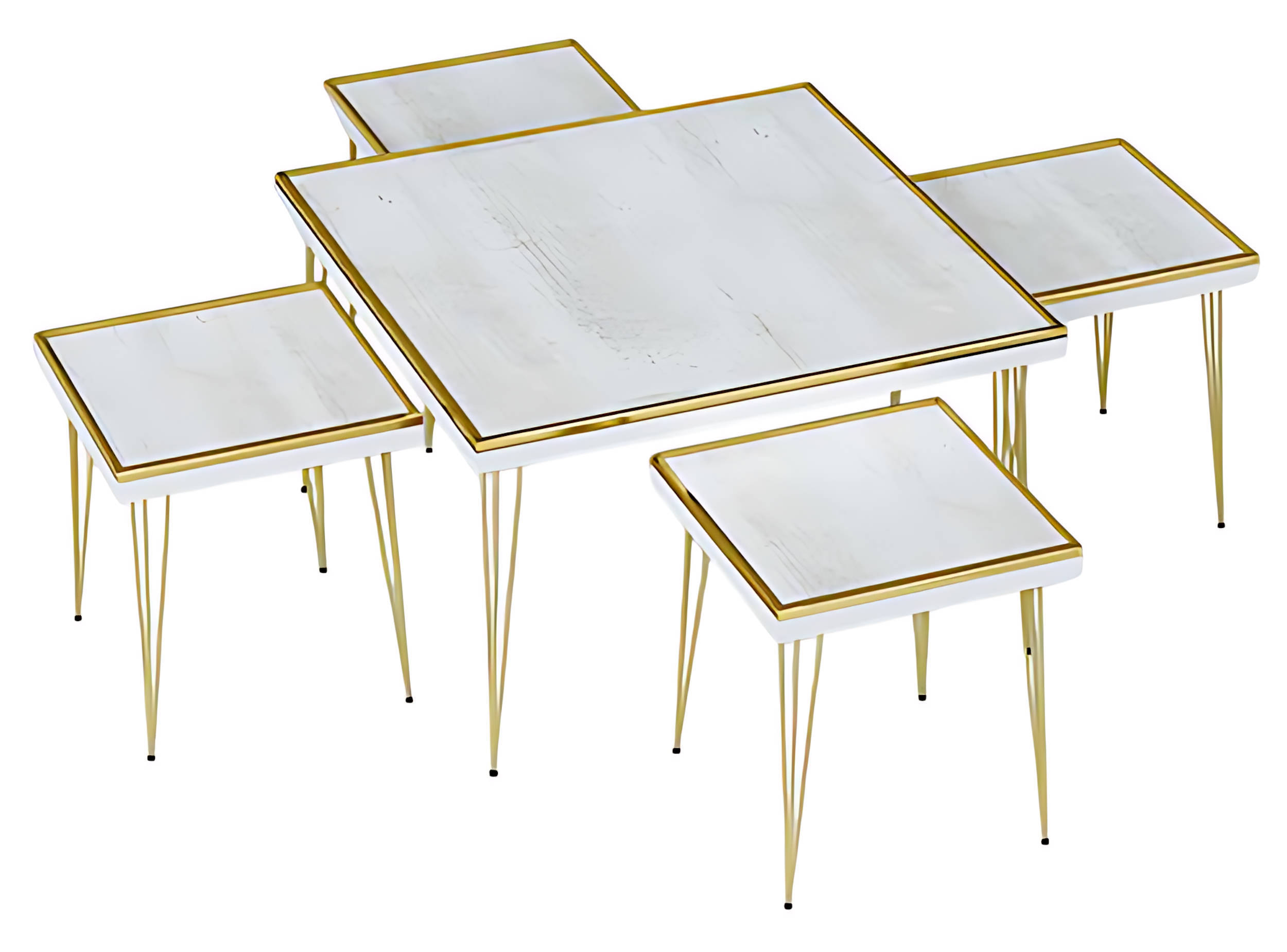 WeiÃes Wohnzimmer-Set aus MDF und Edelstahl im modernen Design