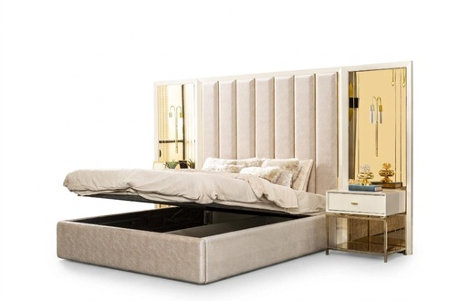 Beige Schlafzimmer Set Doppelbett Bett Nachttische LuxusmÃ¶bel 160x200