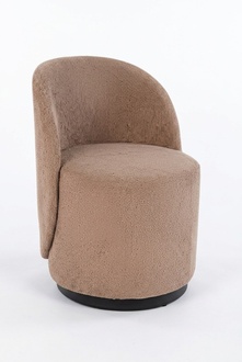 Beiger Holz-Textil Hocker Elegant Modern Wohnzimmerstuhl