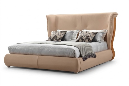 Beiges Bett Schlafzimmer Betten Doppelbetten Holz MÃ¶bel Lederbetten