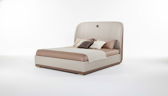 Bett Beige Leder Holz Schlafzimmer Lederbett Modern Design MÃ¶bel Luxus