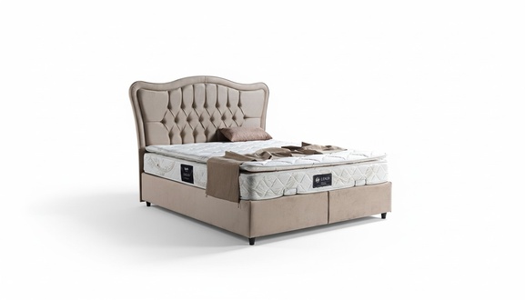 Bett Design Betten Luxus Polster Schlafzimmer MÃ¶bel Modern Beige 160x200