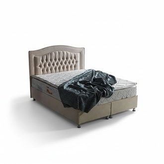 Bett Design Betten Luxus Beige Polster Schlafzimmer MÃ¶bel Silber Chesterfield