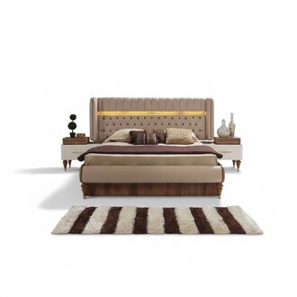 Bett Polster Design Luxus Doppel Hotel Chesterfield Holz MÃ¶bel