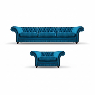 Blau Sofa Dreisitze PolstermÃ¶bel Couch Textil Sessel Chesterfield Einrichtung