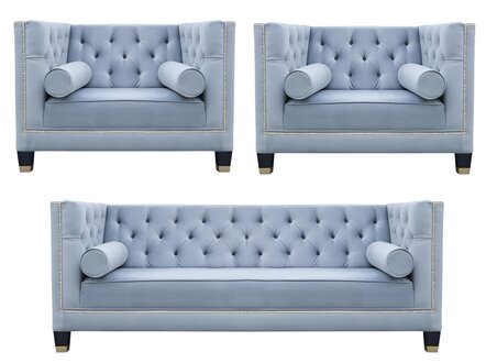 Blau Sofagarnitur Chesterfield Sessel Kreative MÃ¶bel Textil Stoff Wohnzimmer Neu