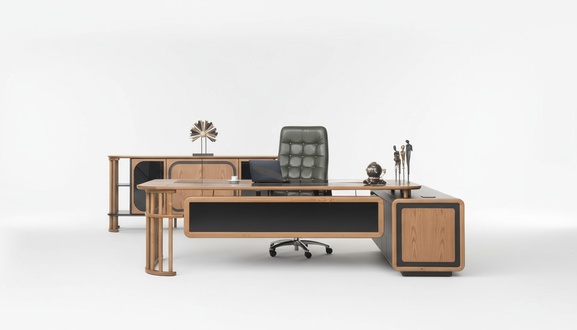 Braun Schwarz Schreibtisch 240x100cm Luxus Tisch Chefschreibtisch BÃ¼ro Neu