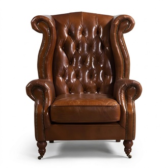 Brauner Ohrensessel â Chesterfield Stil fÃ¼r Wohnzimme