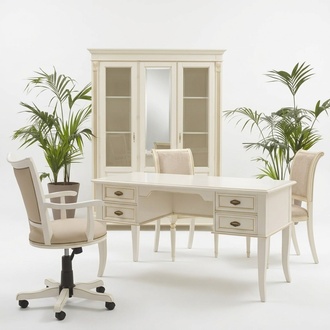BÃ¼ro Schreibtisch + Sessel Schreibtische Tisch Holz Stuhl 2tlg Set Italien